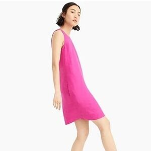 J. Crew Sleeveless Linen Mini Dress Womens 2 Pink Resort Boho Beach Cruise NWT